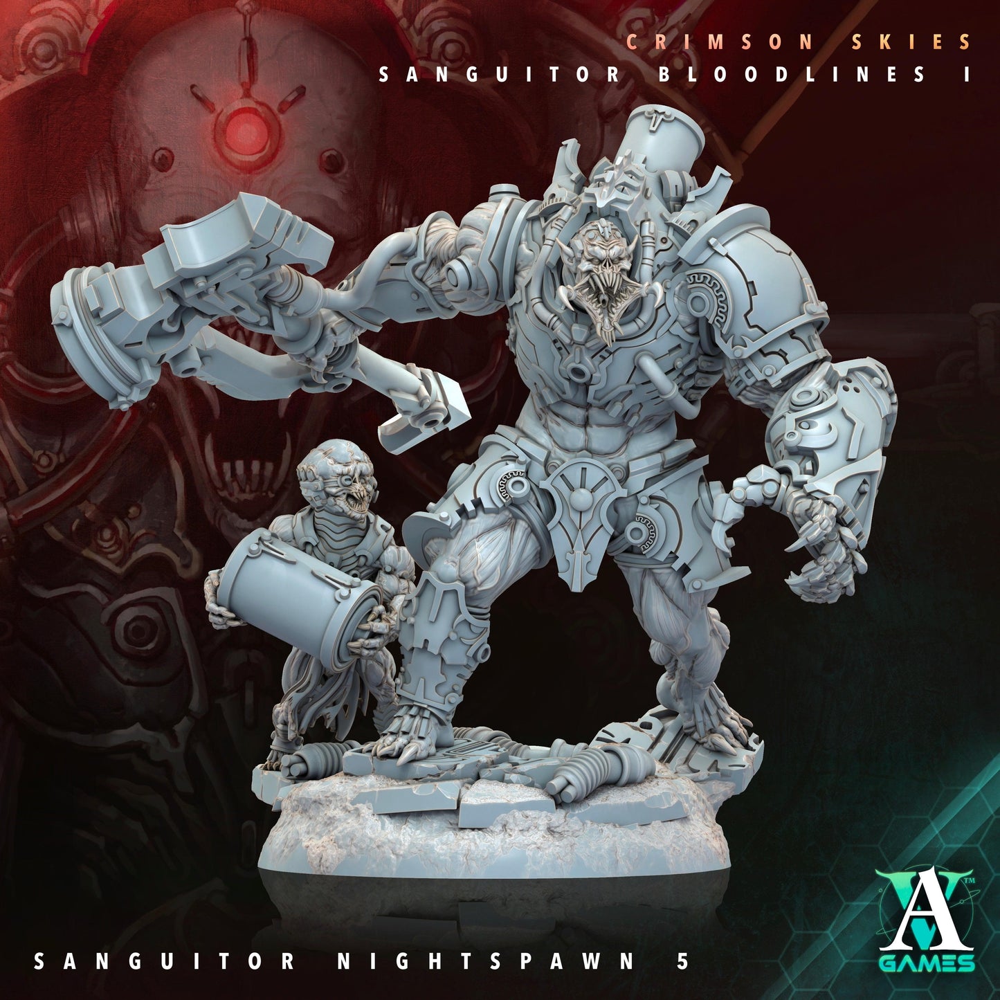3D Printed Archvillain Games Sanguitor Nightspawn Crimson Skies - Sanguitor Bloodlines Bloodright - Anathema 28 32mm D&D
