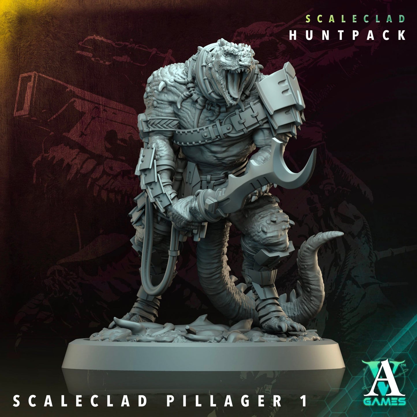 3D Printed Archvillain Games Scaleclad Pillager Scaleclad Huntpack 28 32mm D&D