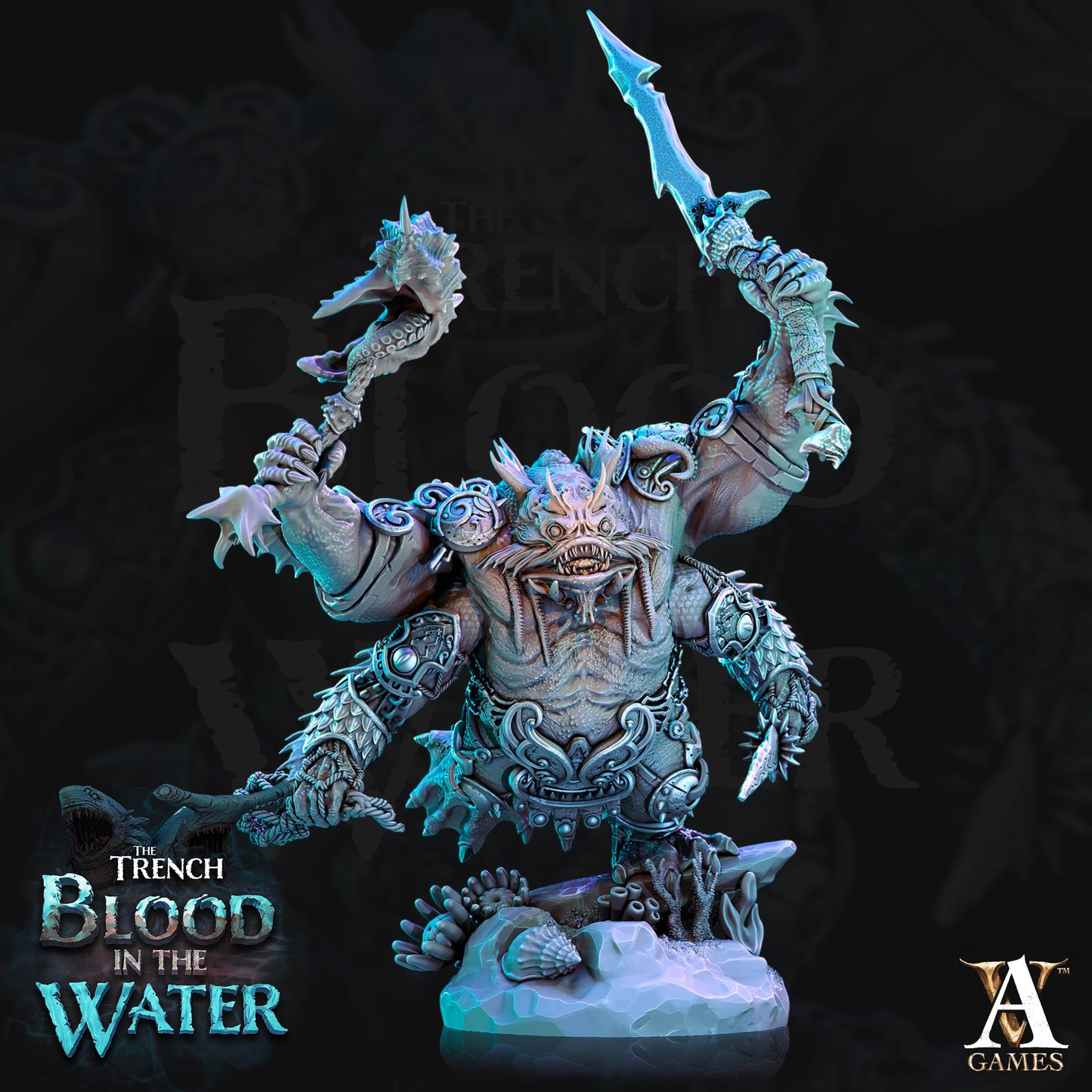 3D Printed Archvillain Games Shakarkha Juggernauts The Trench Blood In the Water 28 32mm D&D
