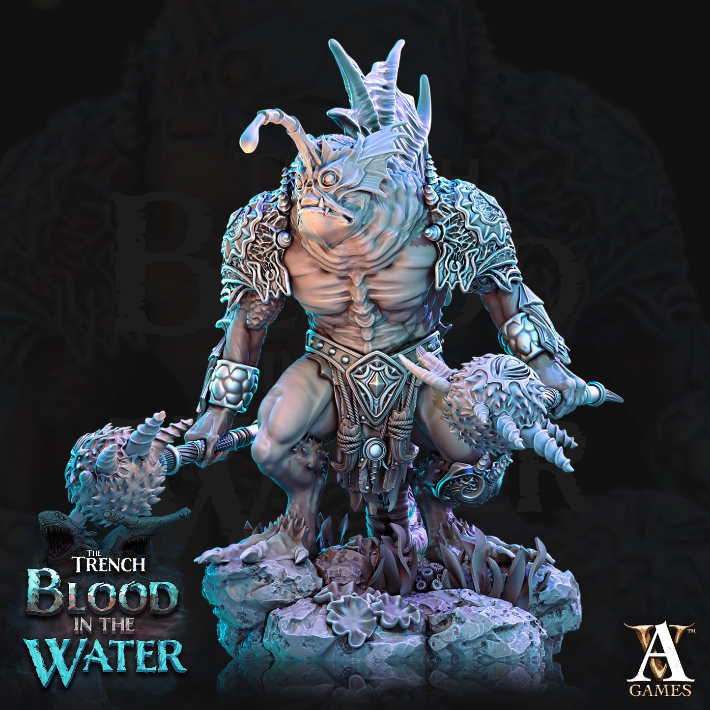 3D Printed Archvillain Games Shakarkha Seadevils The Trench Blood In the Water 28 32mm D&D