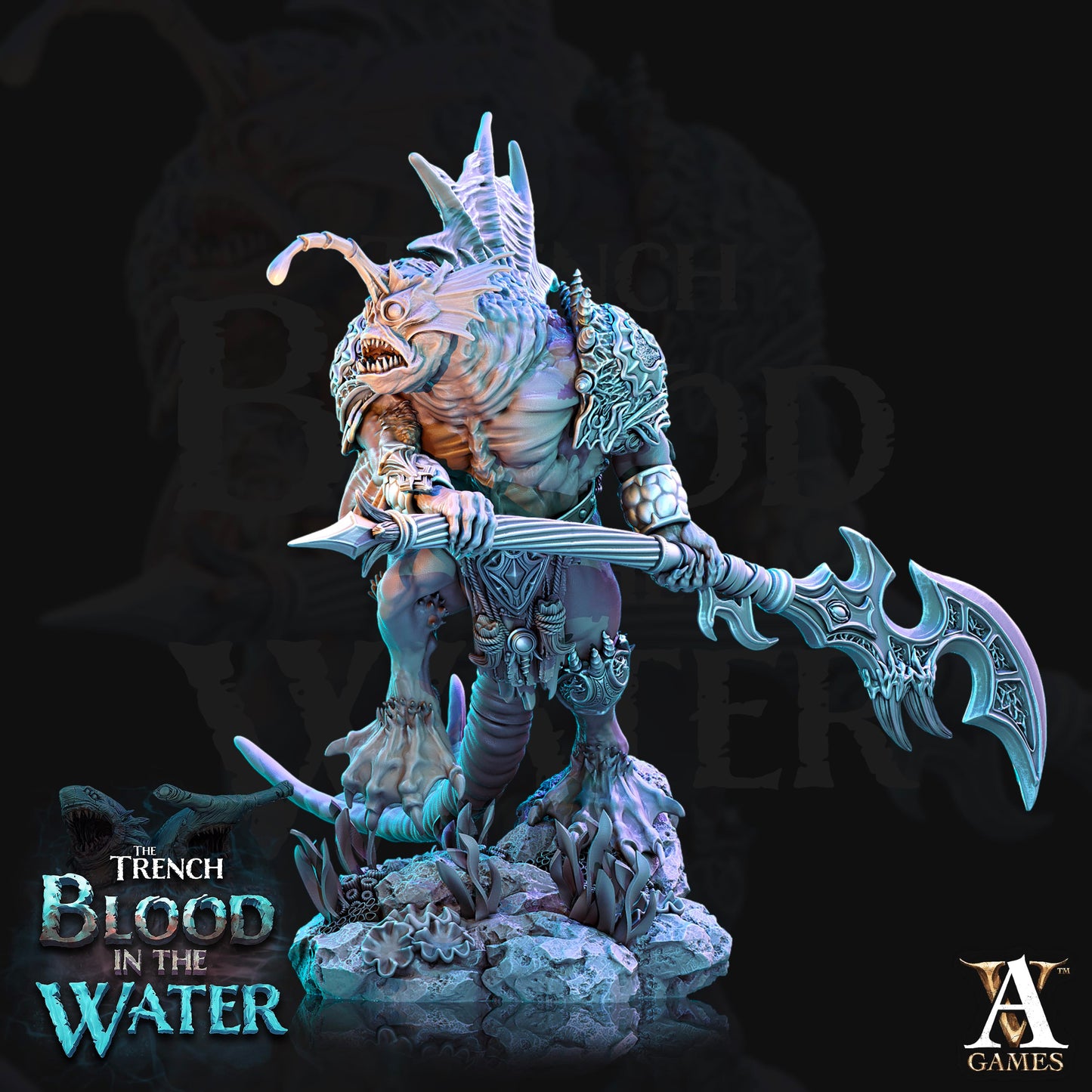 3D Printed Archvillain Games Shakarkha Seadevils The Trench Blood In the Water 28 32mm D&D