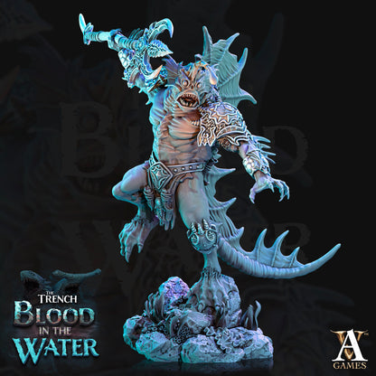 3D Printed Archvillain Games Shakarkha Seadevils The Trench Blood In the Water 28 32mm D&D