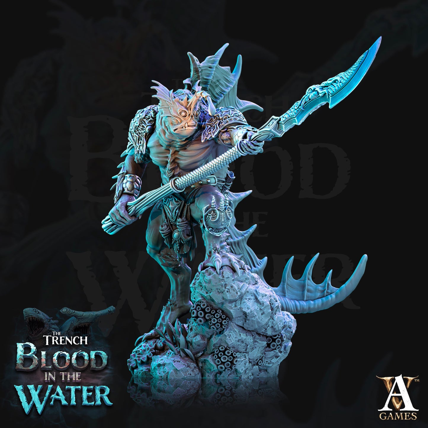3D Printed Archvillain Games Shakarkha Seadevils The Trench Blood In the Water 28 32mm D&D