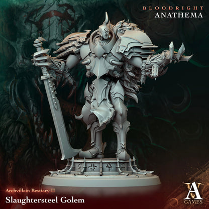 3D Printed Archvillain Games Slaughtersteel Golem Archvillain Bestiary Vol. II 28 32mm D&D