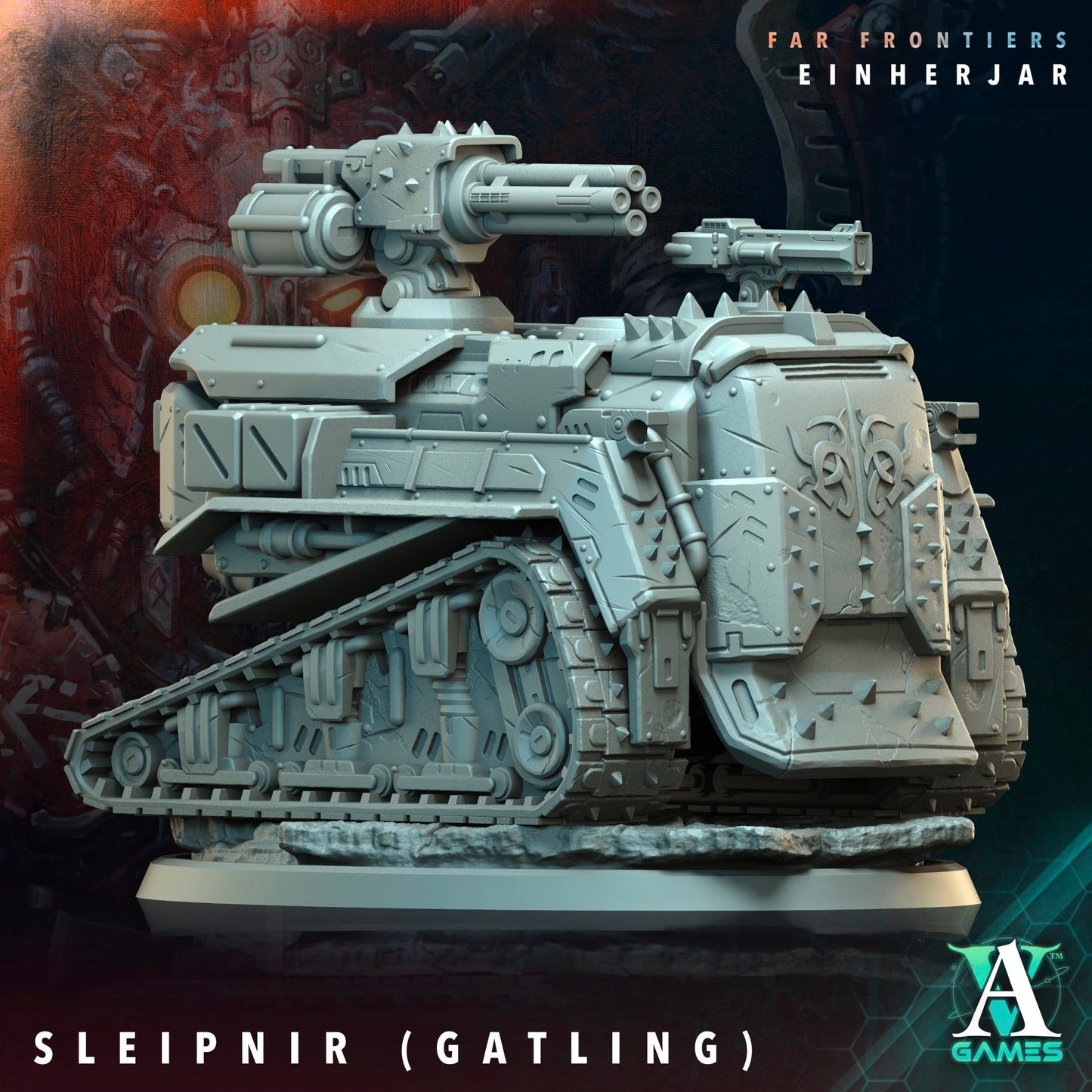3D Printed Archvillain Games Sleipnir Far Frontiers Einherjar 28 32mm D&D