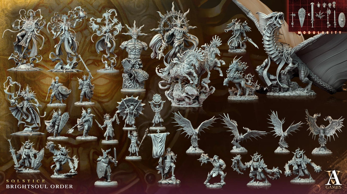 3D Printed Archvillain Games Solcurus Aspect of Sol Myr Solstice Ray of Sol Myr 28 32mm D&D