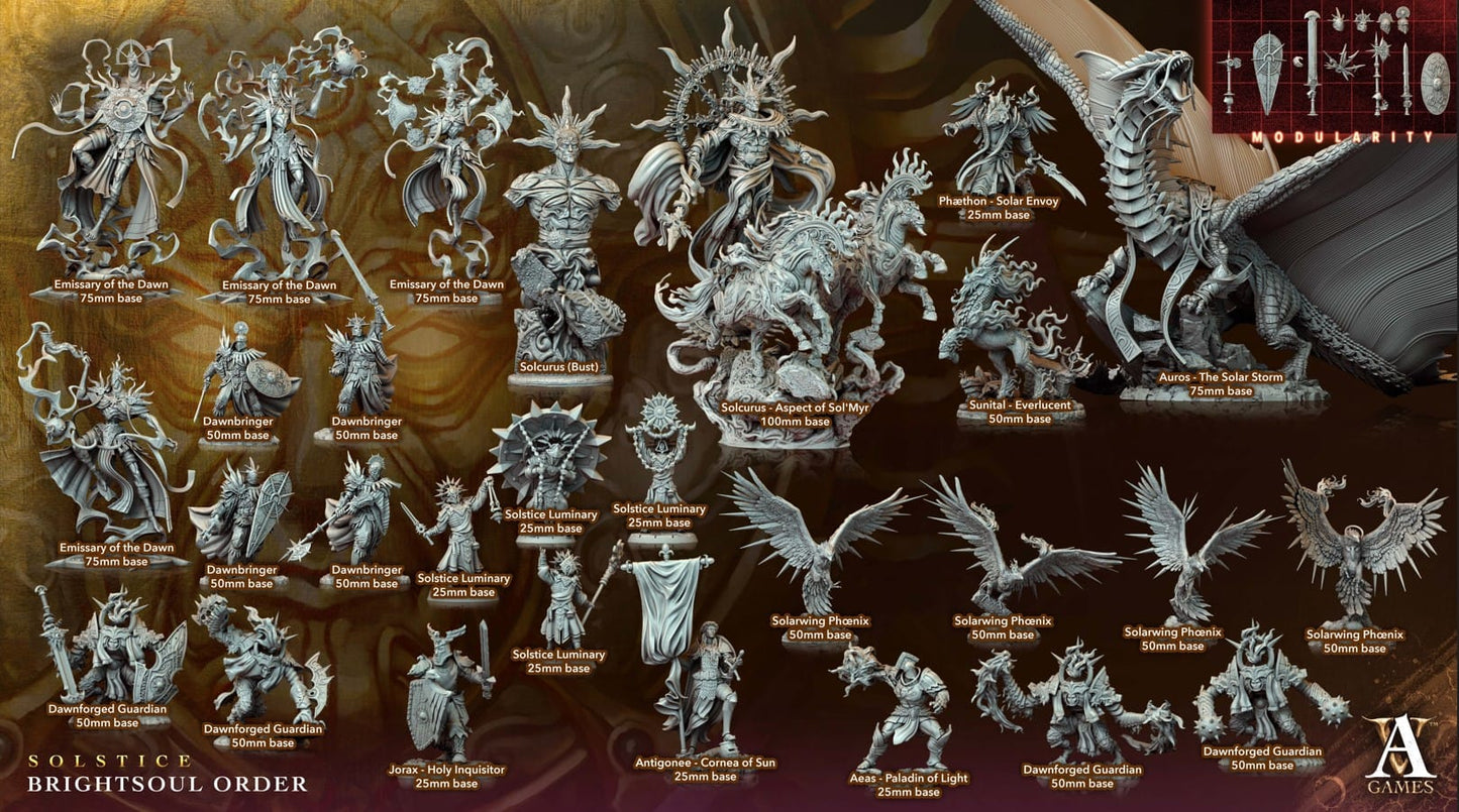 3D Printed Archvillain Games Solcurus Aspect of Sol Myr Solstice Ray of Sol Myr 28 32mm D&D