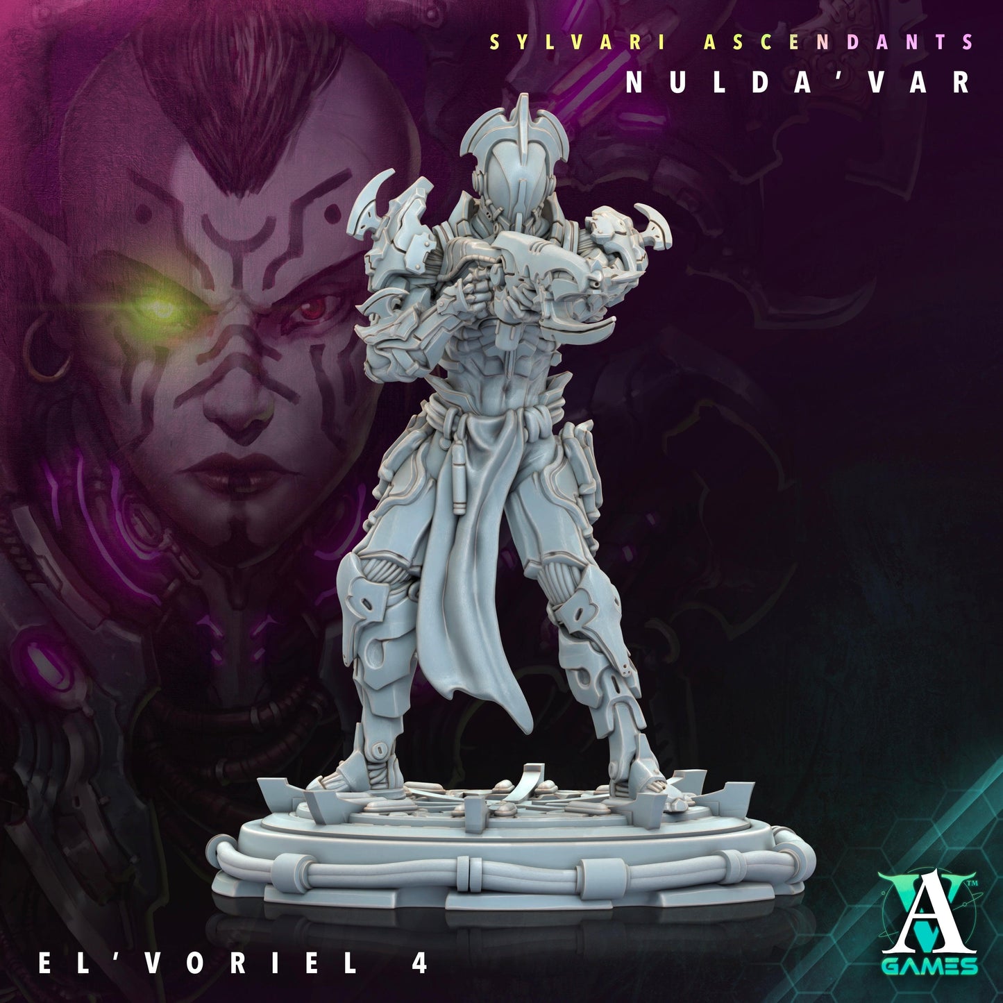 3D Printed Archvillain Games Sylvari Ascendants - Nulda Var El Voriel 28 32mm D&D