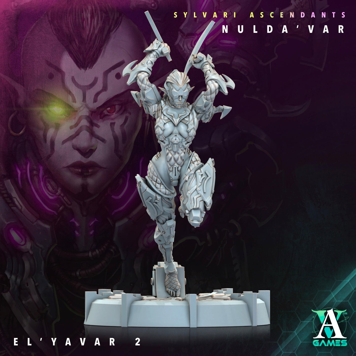 3D Printed Archvillain Games Sylvari Ascendants - Nulda Var El Yavar 28 32mm D&D