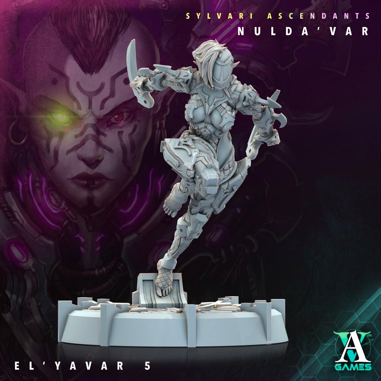 3D Printed Archvillain Games Sylvari Ascendants - Nulda Var El Yavar 28 32mm D&D