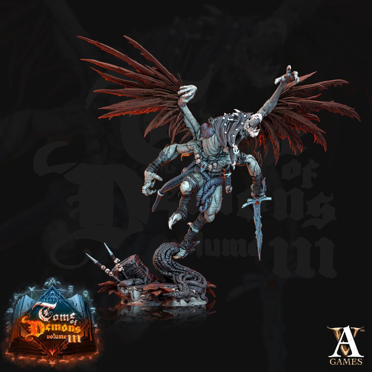 3D Printed Archvillain Games Teraton Vulduk Tome of Demons 28 32mm D&D