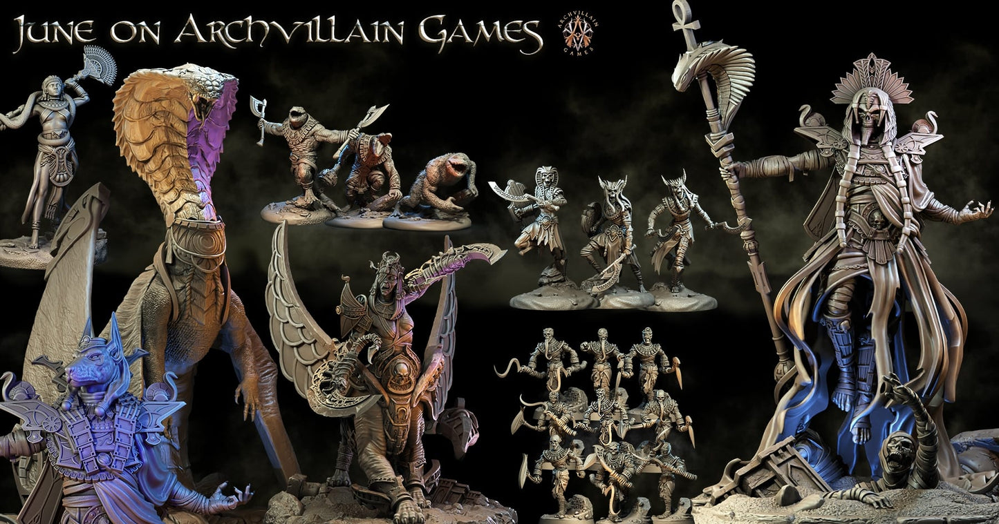 3D Printed Archvillain Games The God King Undead The Empire of Sands 28 32mm D&D