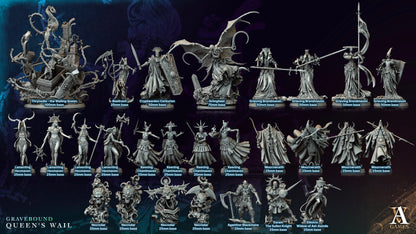 3D Printed Archvillain Games Mournwraith Gravebound Queen's Wail 28 32mm D&D