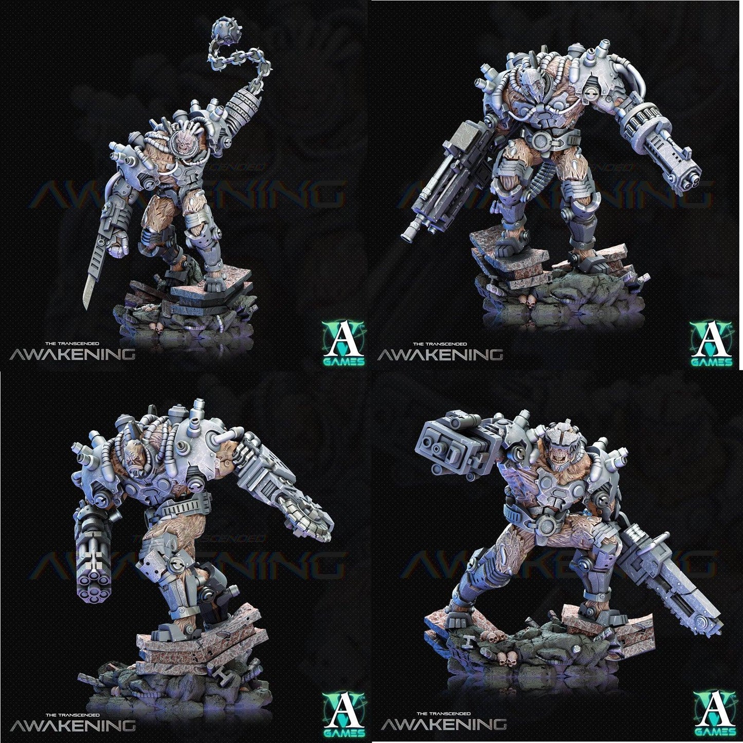 3D Printed Archvillain Games Trancended Fleshgrafts - The Transcended 28 32mm D&D