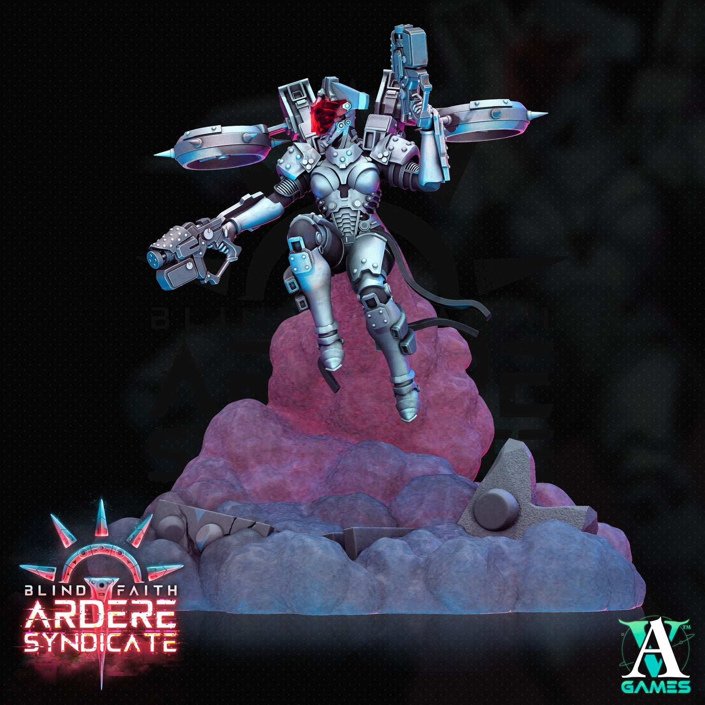 3D Printed Archvillain Games Valkyries Scenic Base Set Arderite Valkyries Blind Faith - Ardere Syndicate 28 32mm D&D