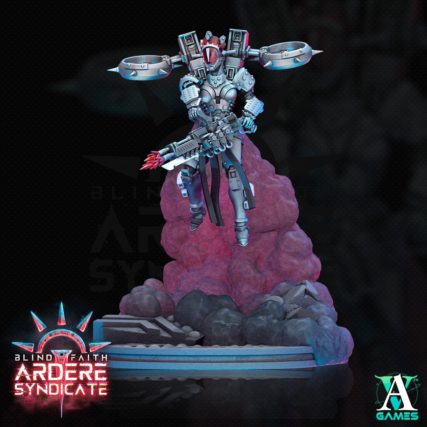 3D Printed Archvillain Games Valkyries Scenic Base Set Arderite Valkyries Blind Faith - Ardere Syndicate 28 32mm D&D