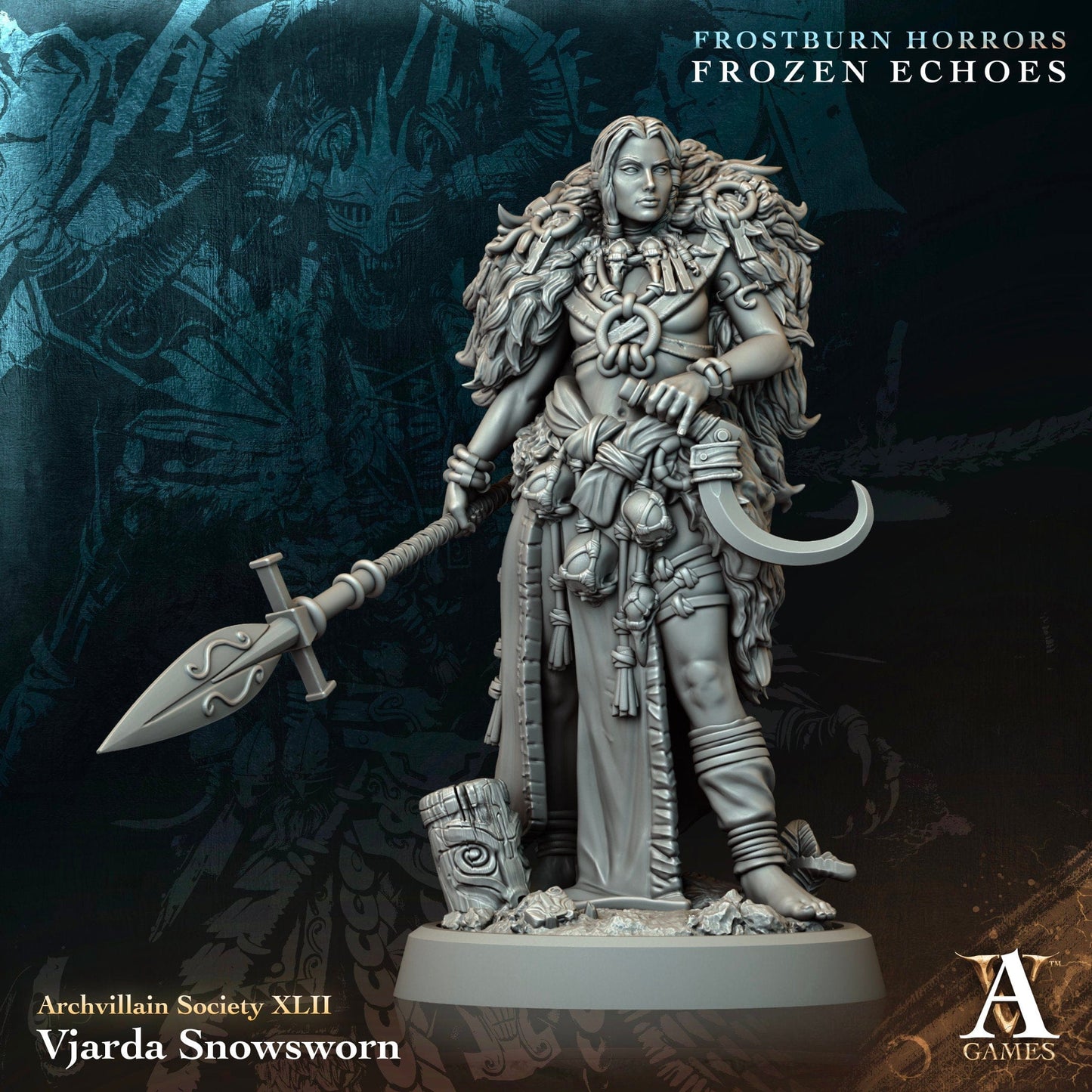 3D Printed Archvillain Games Vjarda Snowsworn Archvillain Society Vol XLII 28 32mm D&D