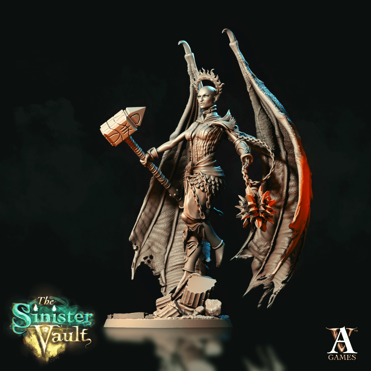 3D Printed Archvillain Games Zadkiel the Fallen The Sinister Vault 28 32mm D&D