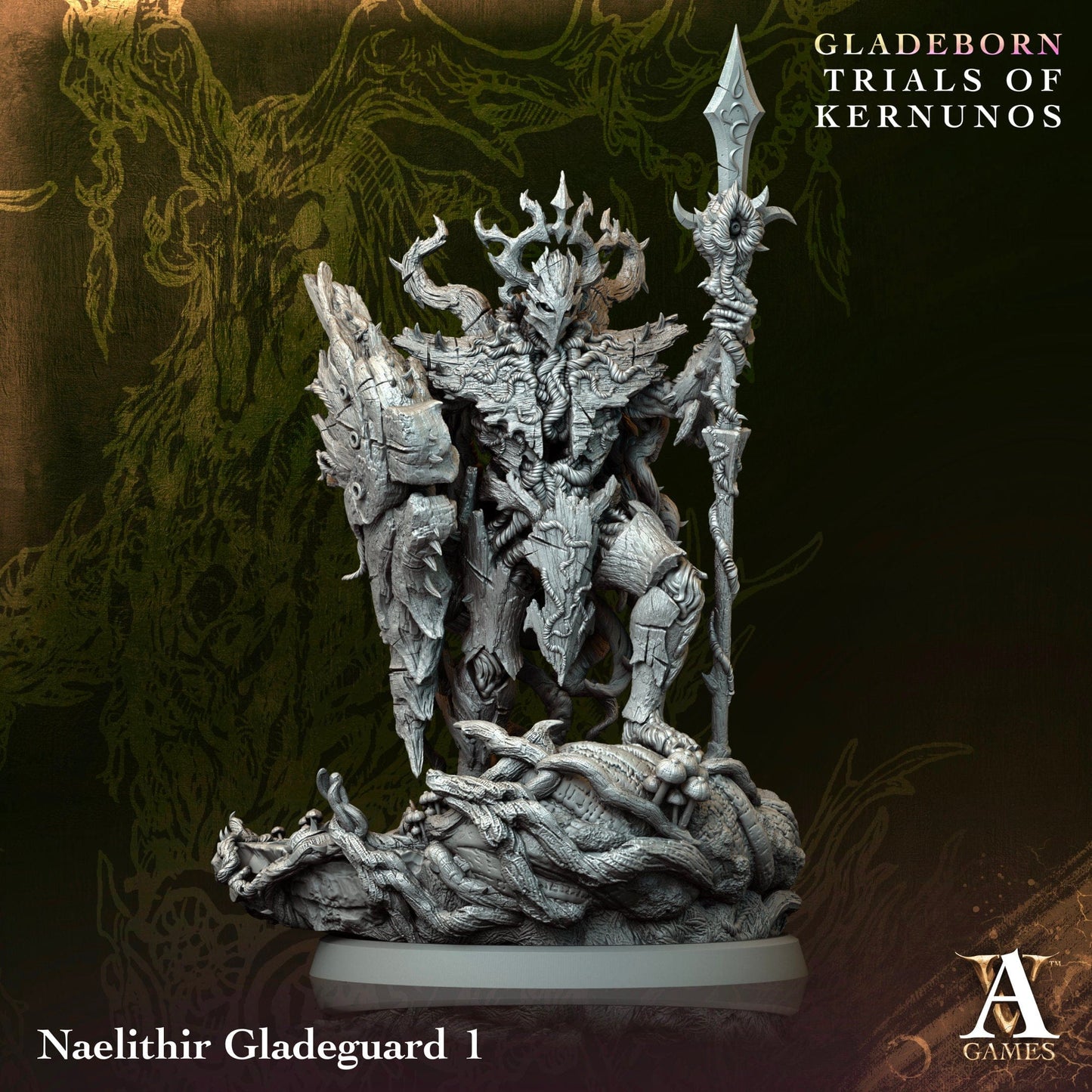 3D Printed Archvillain Naelithir Gladeguard Gladeborn - Trials of Kernunos 28 32mm D&D
