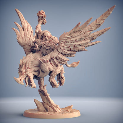 3D Printed Artisan Guild Alvar on Thunderbeak (Gryphon) Dwarven Defenders Set 28mm 32mm