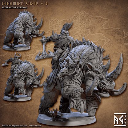 3D Printed Artisan Guild Behemot Riders Dwarf Berserkers Set 28mm 32mm
