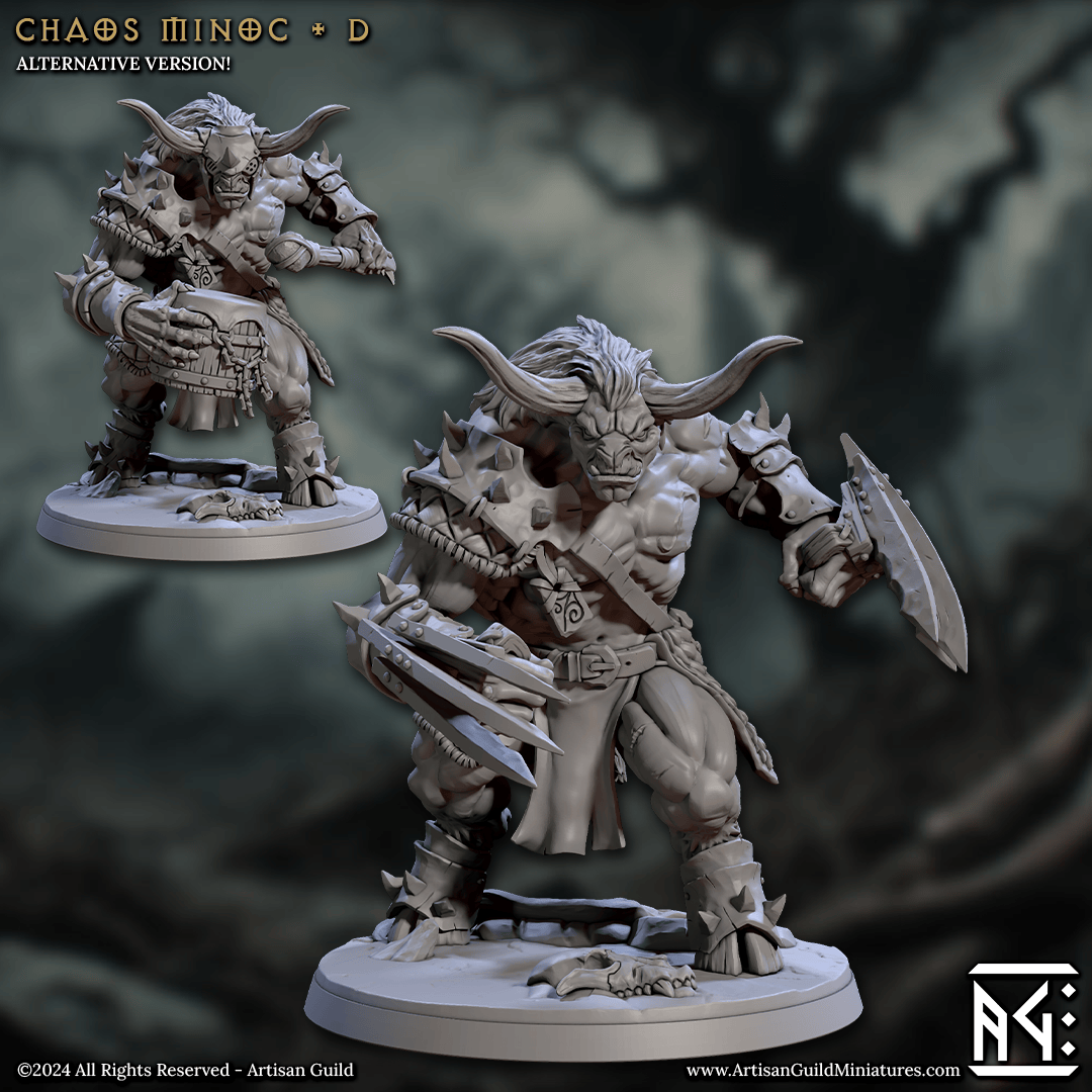 3D Printed Artisan Guild Chaos Minoc Set Rise of the Beastmen Set 28mm 32mm