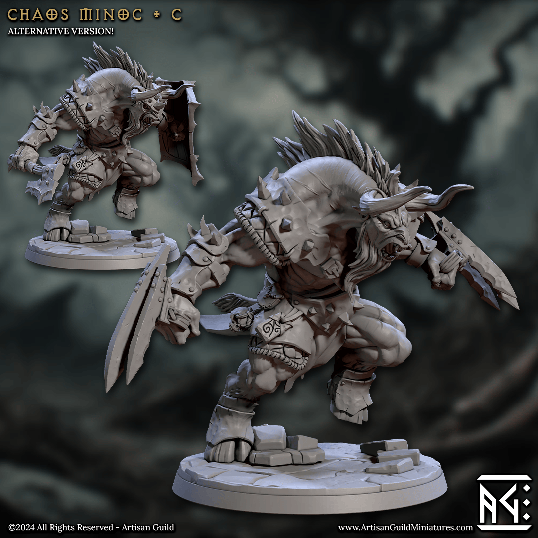 3D Printed Artisan Guild Chaos Minoc Set Rise of the Beastmen Set 28mm 32mm