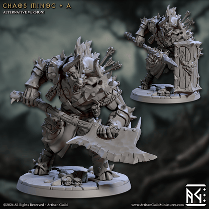 3D Printed Artisan Guild Chaos Minoc Set Rise of the Beastmen Set 28mm 32mm