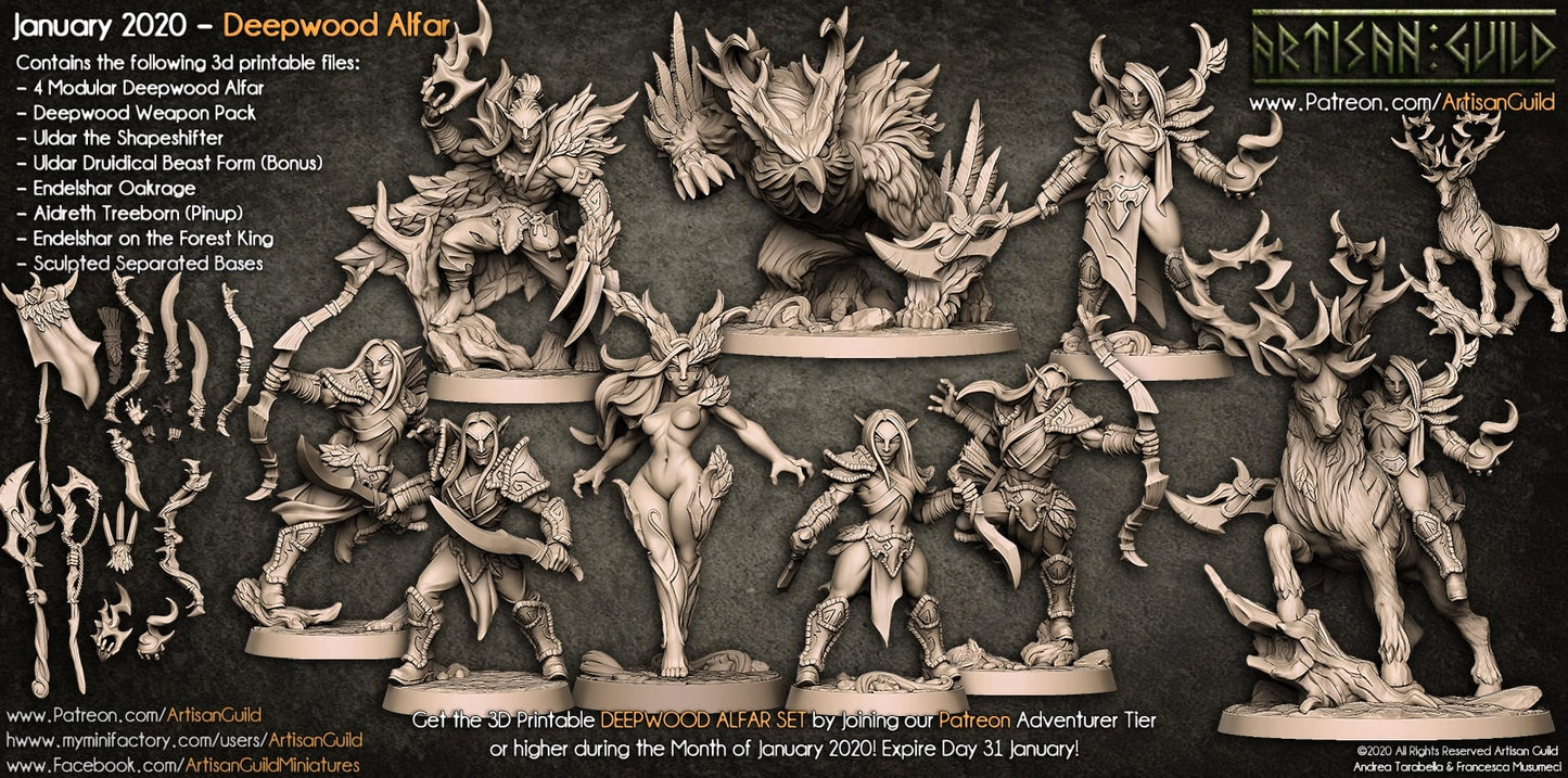 3D Printed Artisan Guild Deepwood Alfar Weapons Rack Deepwood Alfar Set 28mm 32mm