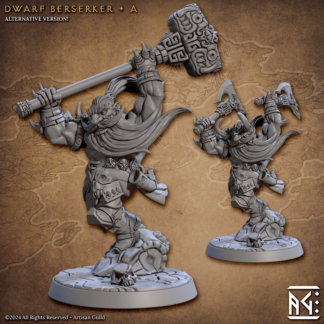 3D Printed Artisan Guild Dwarf Berserkers Dwarf Berserkers Set 28mm 32mm