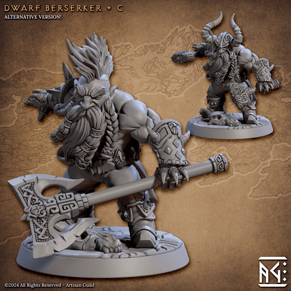 3D Printed Artisan Guild Dwarf Berserkers Dwarf Berserkers Set 28mm 32mm