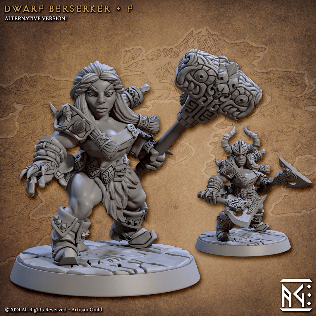 3D Printed Artisan Guild Dwarf Berserkers Dwarf Berserkers Set 28mm 32mm