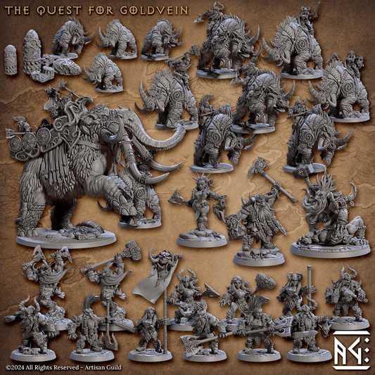 3D Printed Artisan Guild Dwarven Stone Idols Dwarf Berserkers Set 28mm 32mm