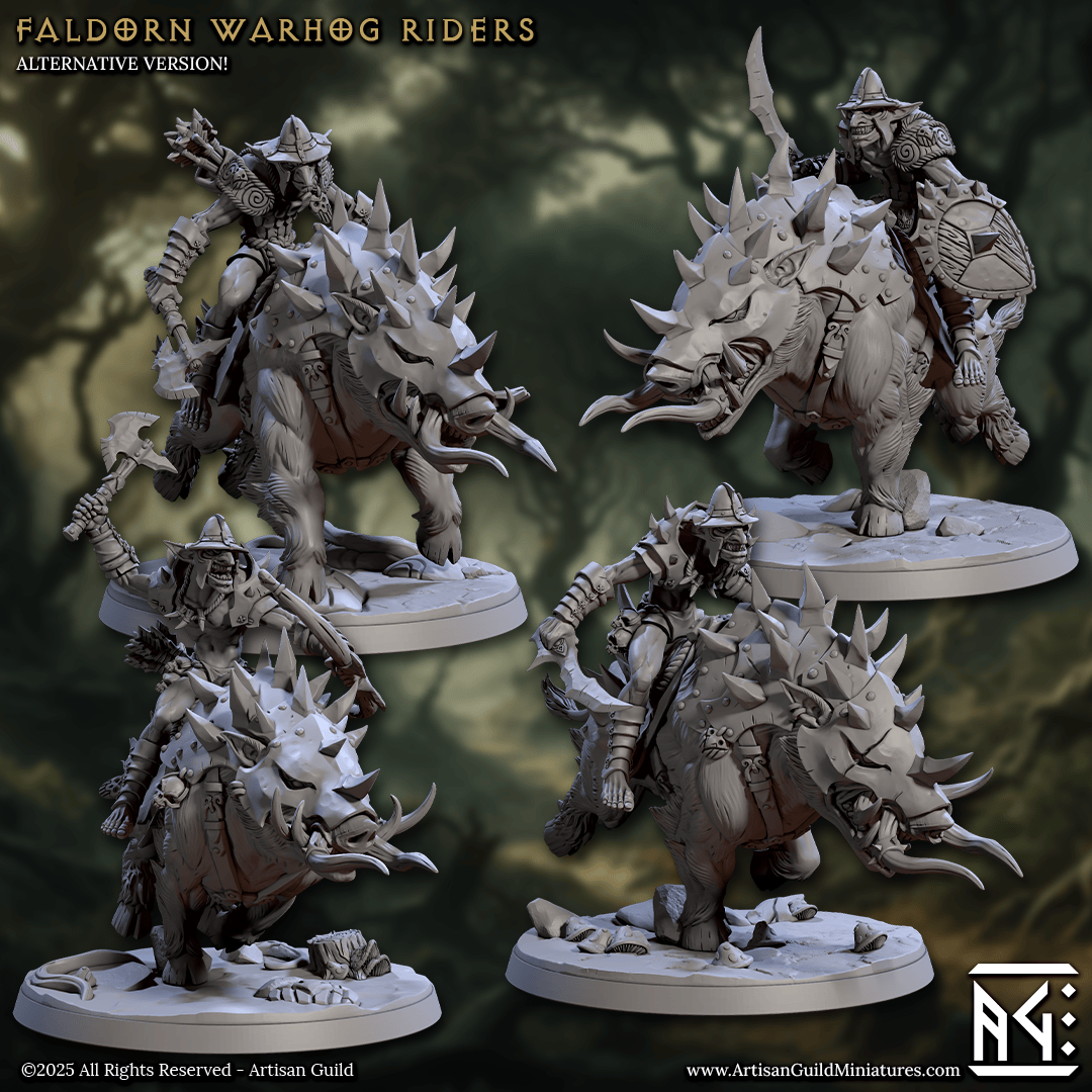 3D Printed Artisan Guild Faldorn Warhogs Riders Set Faldorn Hobgoblin Set 28mm 32mm
