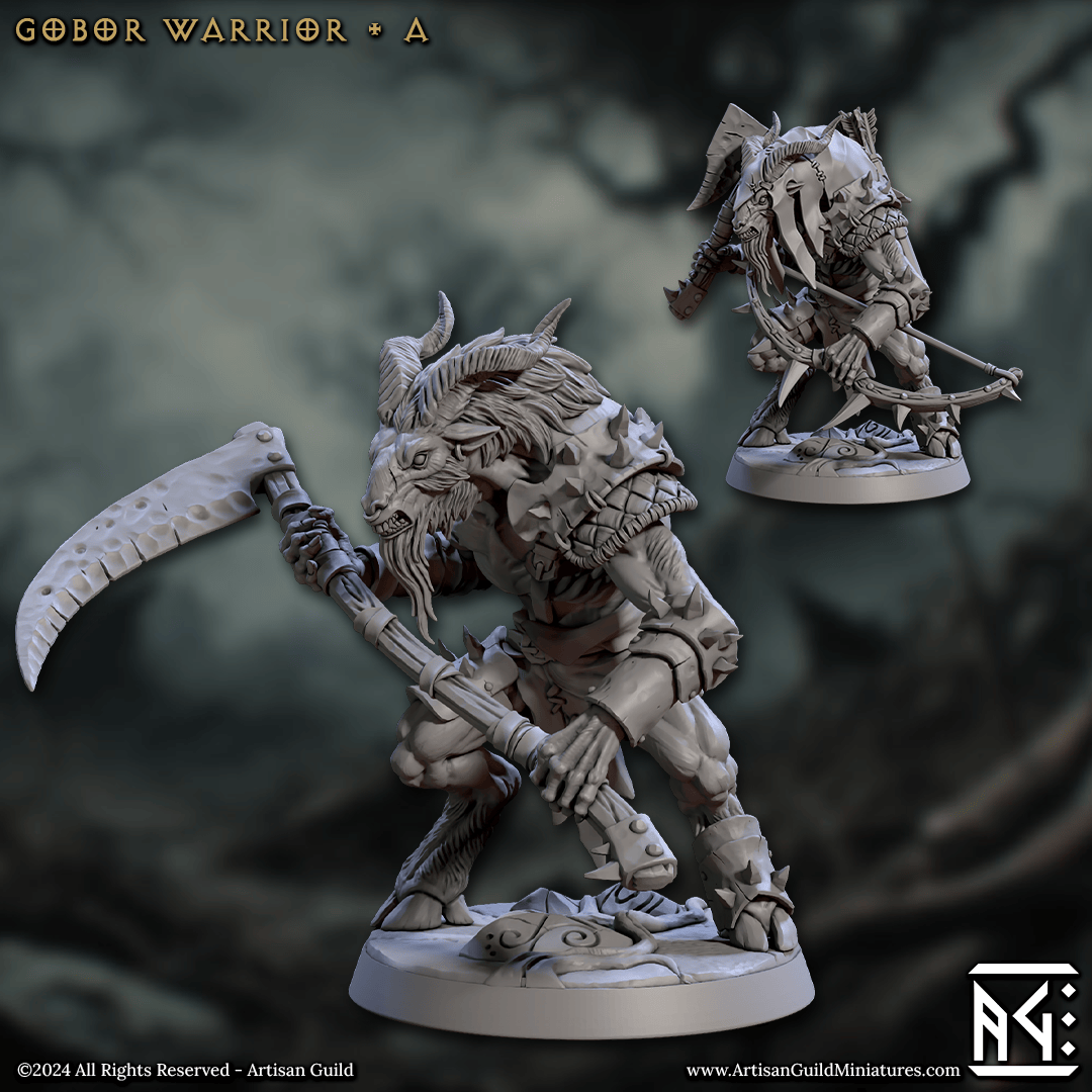 3D Printed Artisan Guild Gobor Warriors Set Rise of the Beastmen Set 28mm 32mm