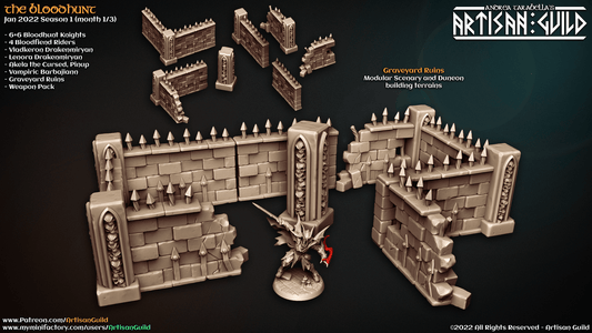 3D Printed Artisan Guild Graveyard Ruins The Bloodhunt 28mm 32mm