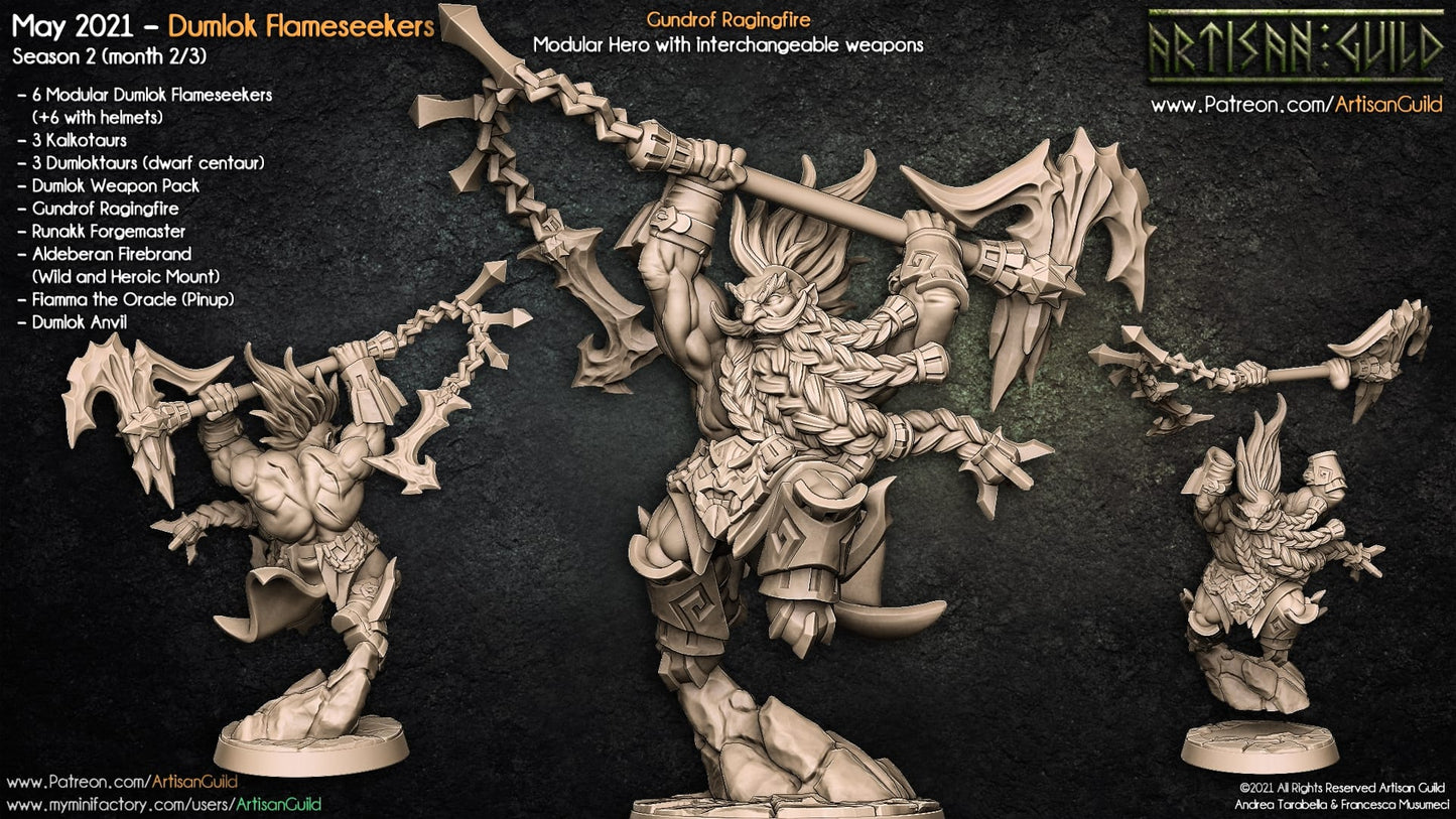 3D Printed Artisan Guild Gundrof Ragingfire Dumlok Flameseekers 28mm 32mm
