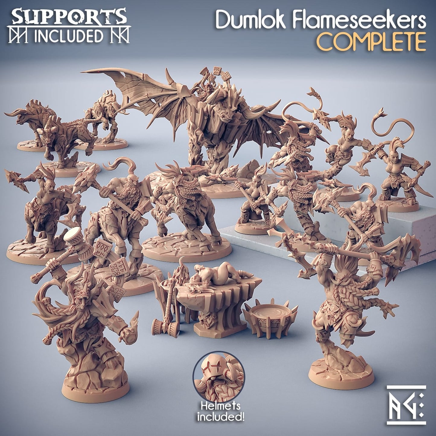 3D Printed Artisan Guild Gundrof Ragingfire Dumlok Flameseekers 28mm 32mm