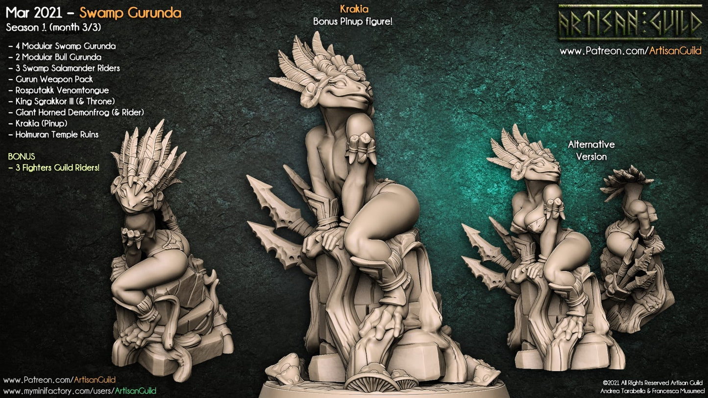 3D Printed Artisan Guild Krakia-Gurun Pinup Swamp Gurunda 28mm 32mm
