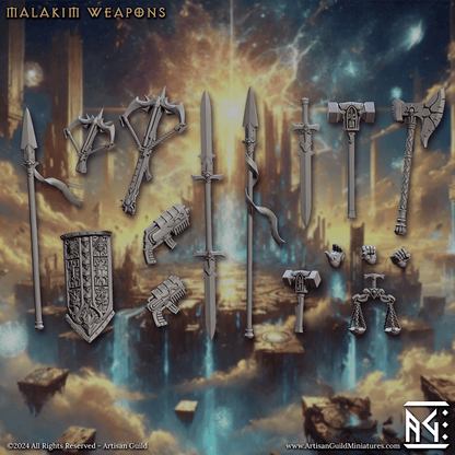 3D Printed Artisan Guild Malakim Standalone Weapons & Hands Wrath of the Malakim Set 28mm 32mm
