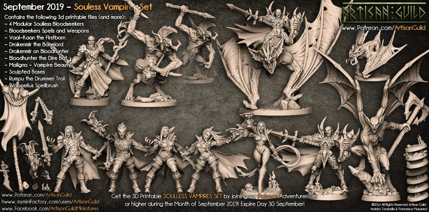 3D Printed Artisan Guild Standalone Weapons and Spells Soulless Vampires Set 28mm 32mm