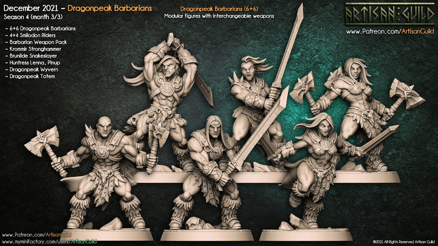 3D Printed Artisan Guild Modular Dragonpeak Barbarians Dragonpeak Barbarians 28mm 32mm
