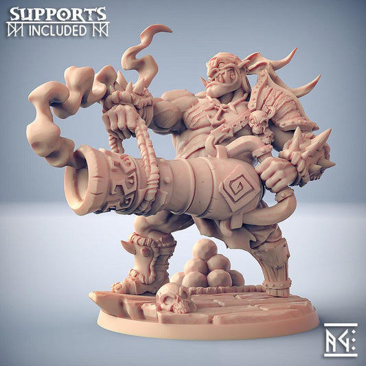 3D Printed Artisan Guild Ogre Cannoneer Hero Gronk Boomshot 28mm 32mm DnD