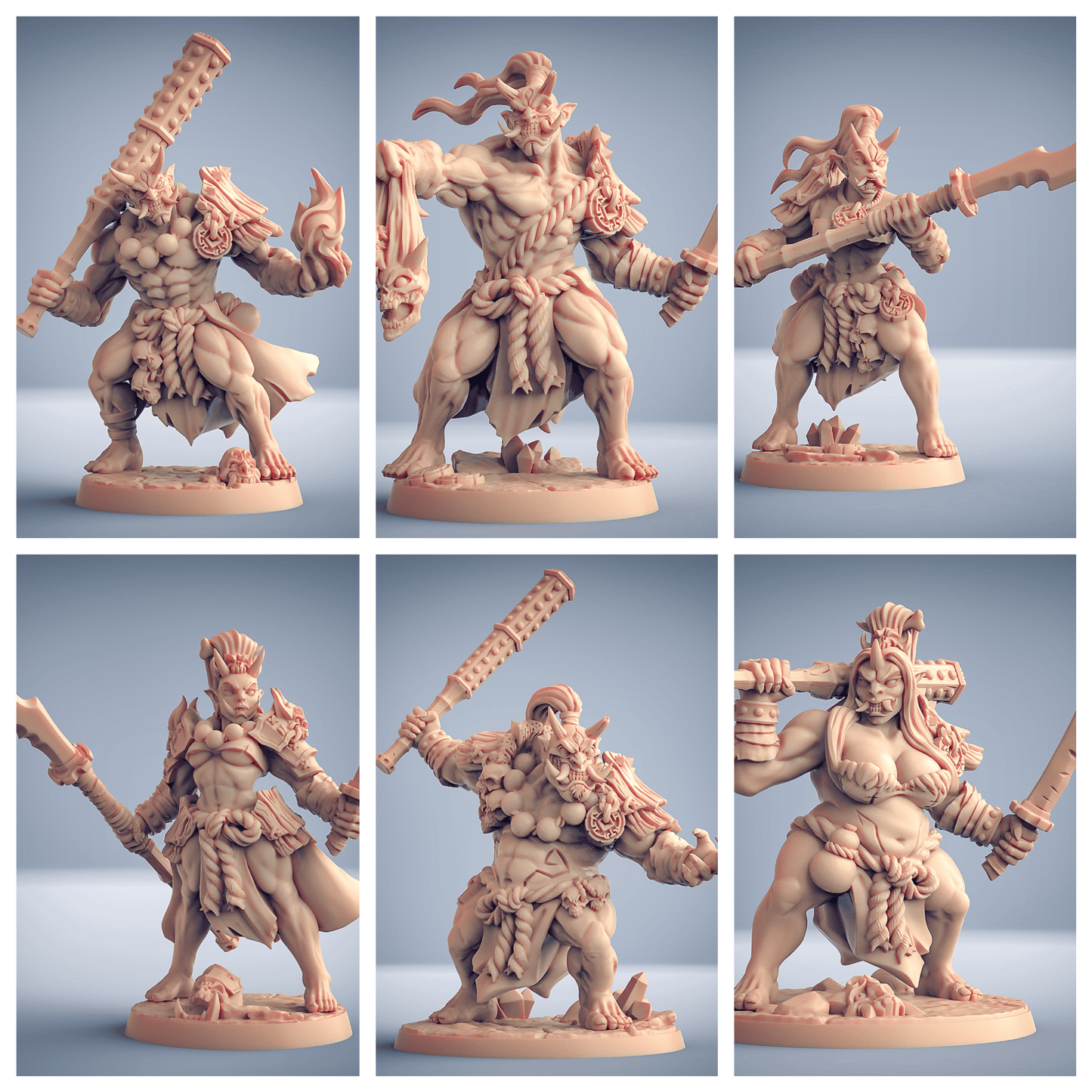 3D Printed Artisan Guild Oni Grunt Set Oni Clan 28mm 32mm