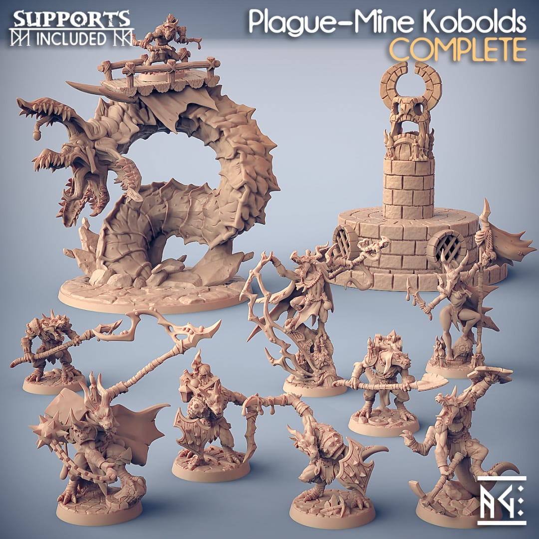 3D Printed Artisan Guild Plague Mine Kobolds Set Plague Mine Kobolds 28mm 32mm