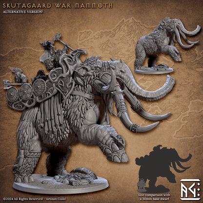 3D Printed Artisan Guild Skutagaard War Mammoth Dwarf Berserkers Set 28mm 32mm
