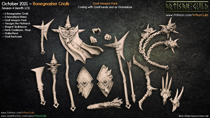 3D Printed Artisan Guild Standalone Hands and Weapons Bonegnasher Gnolls 28mm 32mm