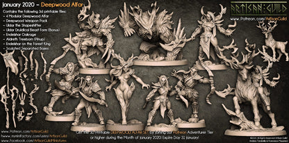 3D Printed Artisan Guild Uldar Druidical Beast Form Deepwood Alfar Set 28mm 32mm