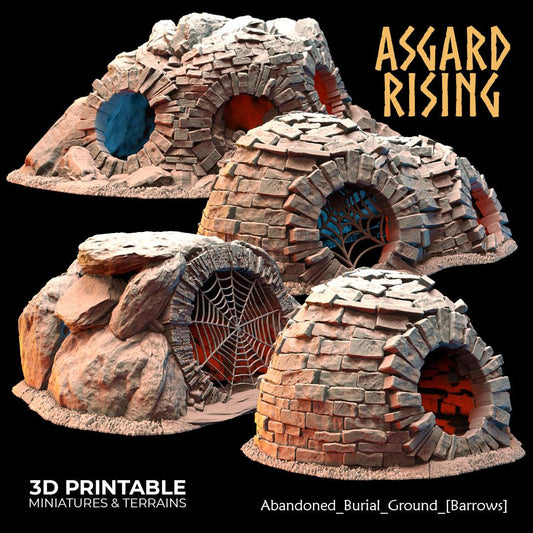 3D Printed Asgard Rising Abandoned Burial Ground Burrows 28 32 mm Wargaming DnD