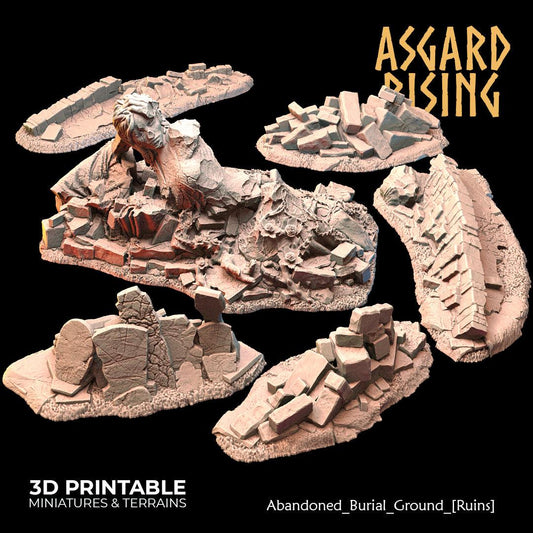3D Printed Asgard Rising Abandoned Burial Ground Ruins 28 32 mm Wargaming DnD
